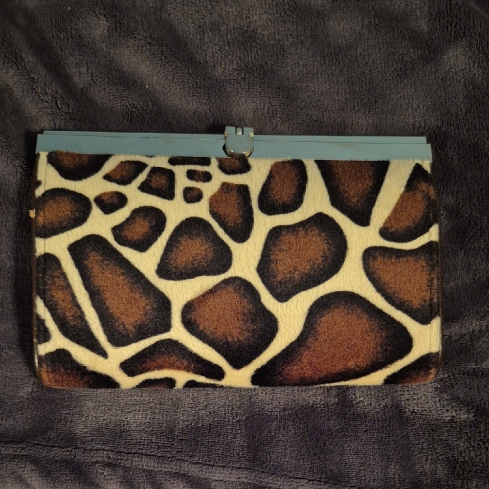 Animal Print Clutch with Silver Trim